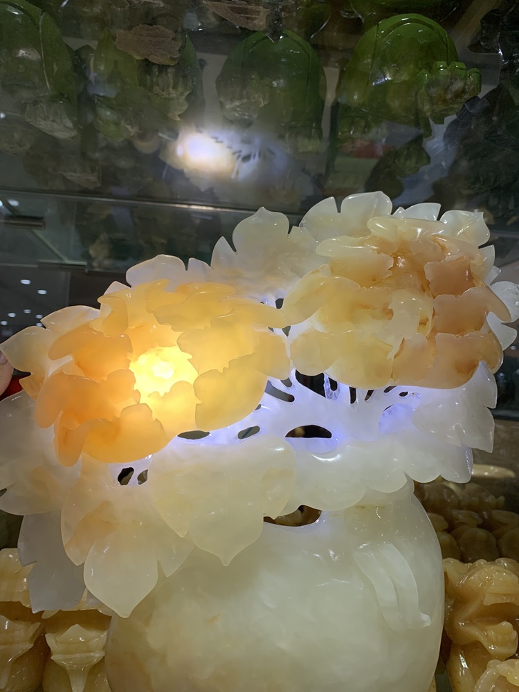 Hoa mẫu đơn phú quý tài lộc ngọc onyx