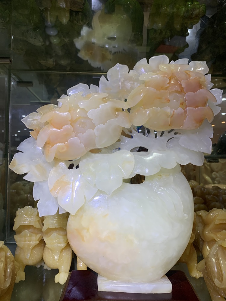 Hoa mẫu đơn phú quý tài lộc ngọc onyx