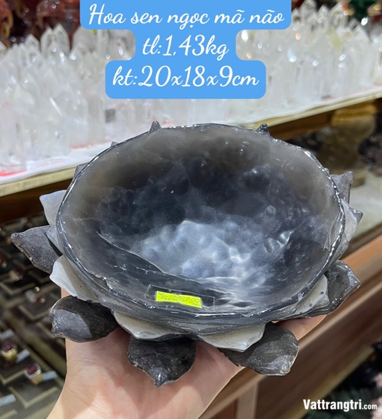 Hoa sen thu hút tài lộc Ngọc mã não 20cm