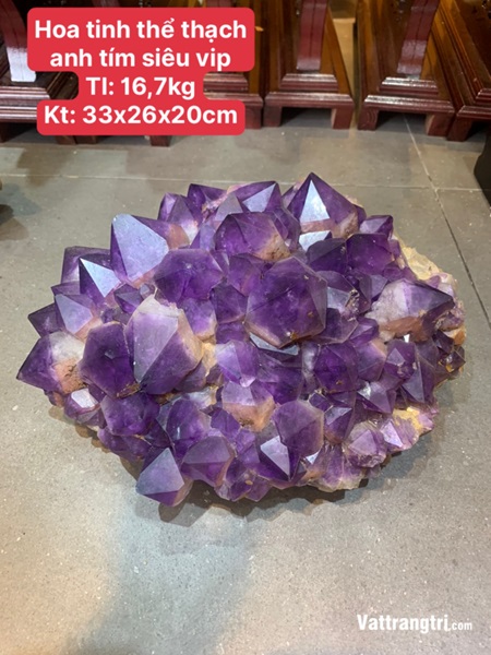 Hoa tinh thể thạch anh tím vip 33cm