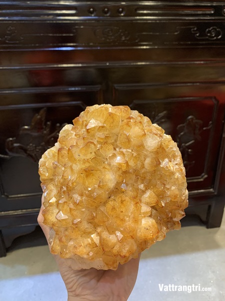 Hoa tinh thể thạch anh vàng 17cm