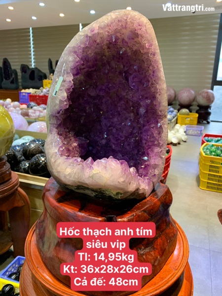 Hốc đá thạch anh tím siêu vip 48cm