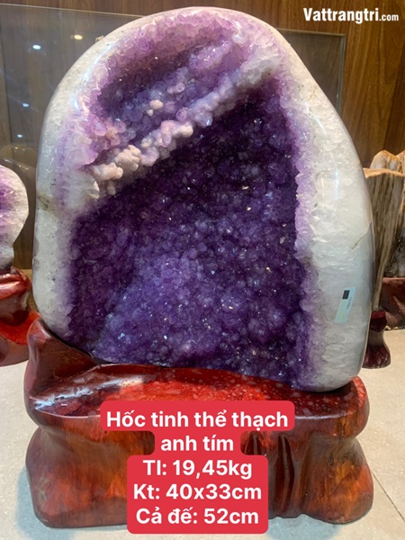 Hốc tinh thể đá thạch anh tím vip 52cm