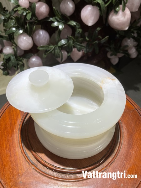 Hũ tài lộc Ngọc onyx trắng 18cm