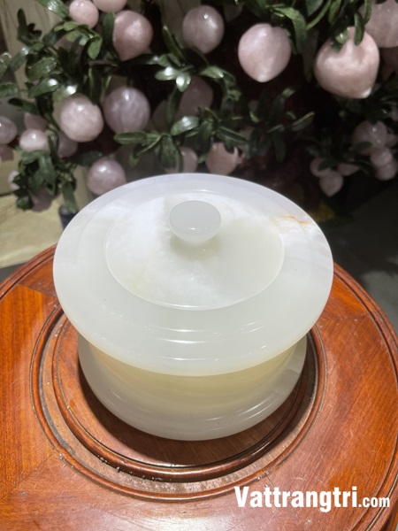Hũ tài lộc Ngọc onyx trắng 18cm