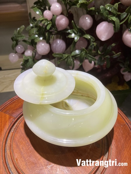 Hũ tài lộc Ngọc onyx trắng 20cm