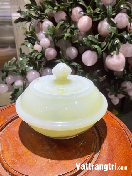 Hũ tài lộc Ngọc onyx trắng 20cm