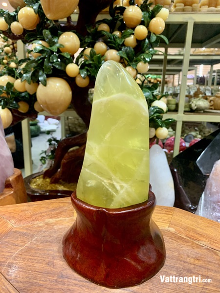 Khối cảnh đá thạch anh vàng 21cm