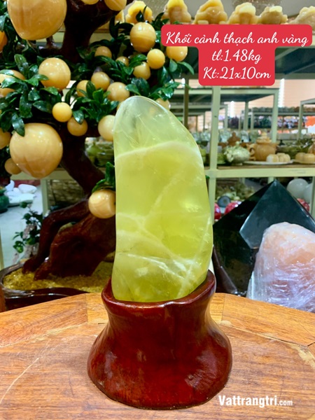 Khối cảnh đá thạch anh vàng 21cm