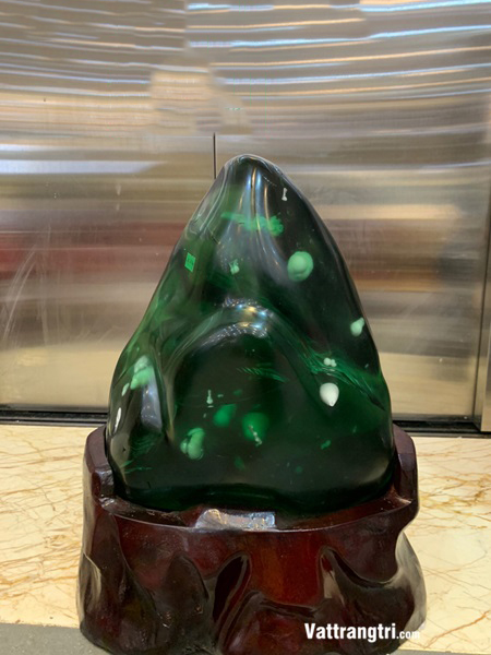 Khối Đại cảnh thuỷ tinh tuyết hoa xanh 35cm