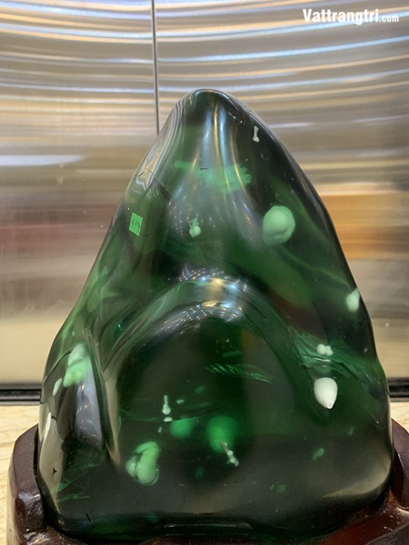 Khối Đại cảnh thuỷ tinh tuyết hoa xanh 35cm