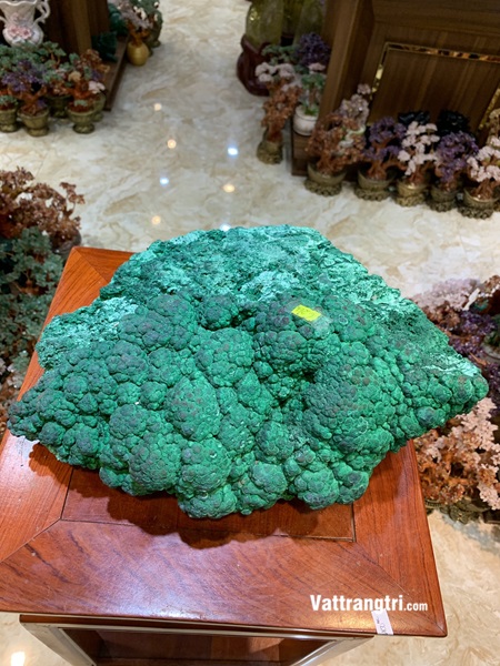 Khối đại cảnh khổng tước đá malachite 38cm