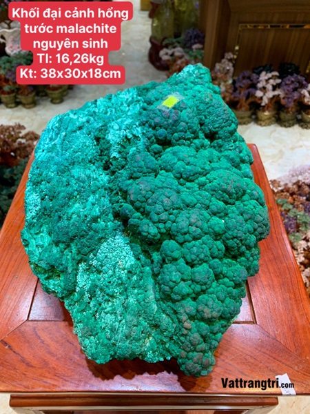 Khối đại cảnh khổng tước malachite 38cm