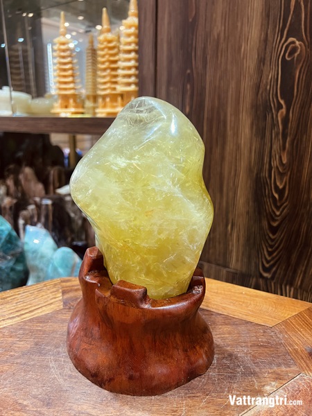 Khối núi cảnh đá thạch anh vàng 16cm