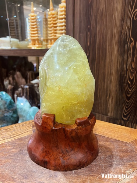 Khối núi cảnh đá thạch anh vàng 16cm