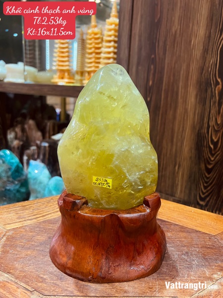 Khối núi cảnh đá thạch anh vàng 16cm