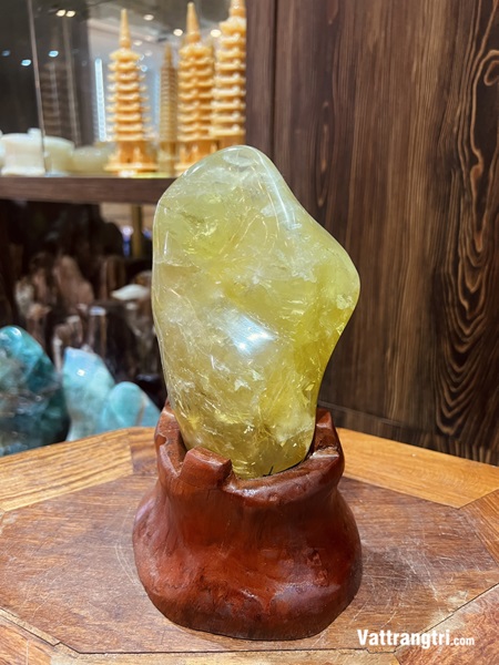 Khối núi cảnh đá thạch anh vàng 16cm