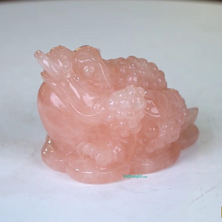 Thiềm Thừ Cóc Ba Chân Đá Quý Thạch Anh Hồng Tự Nhiên