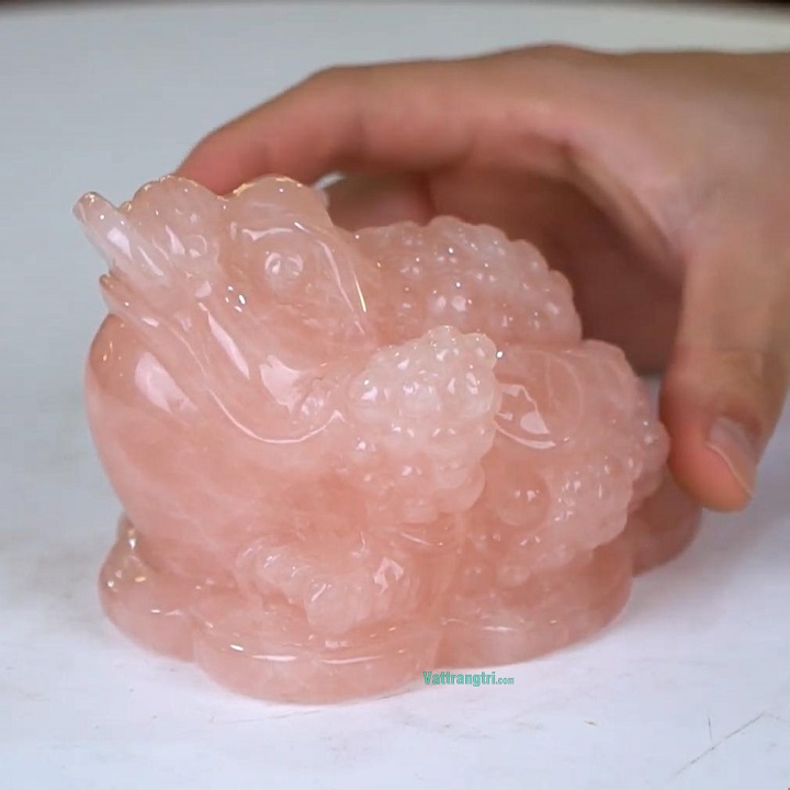 Thiềm Thừ Cóc Ba Chân Đá Quý Thạch Anh Hồng Tự Nhiên