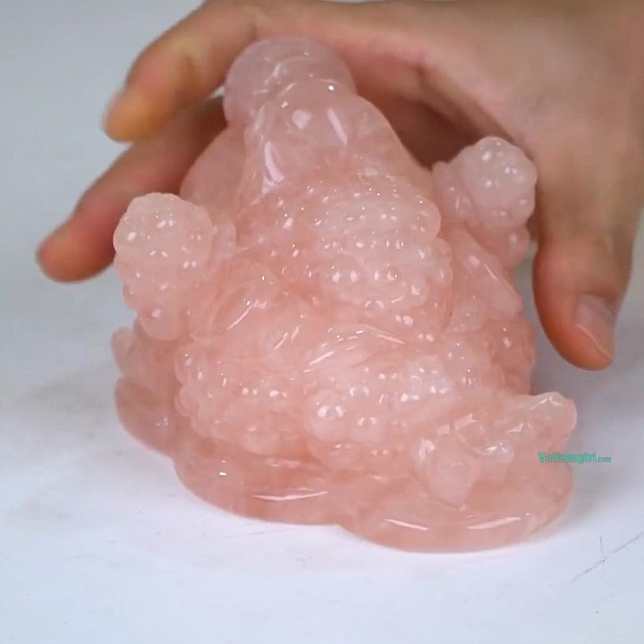 Thiềm Thừ Cóc Ba Chân Đá Quý Thạch Anh Hồng Tự Nhiên