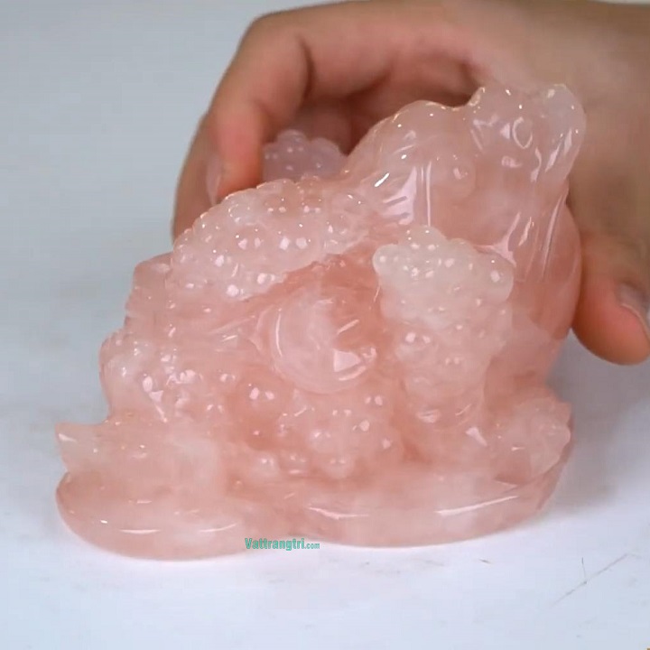 Thiềm Thừ Cóc Ba Chân Đá Quý Thạch Anh Hồng Tự Nhiên