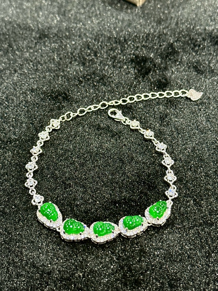 Lắc Tay Hồ Lô Ngọc Phỉ Thuý Đế Vương Lục 5.2 x 7.2mm (Kèm Giấy Kiểm Định)