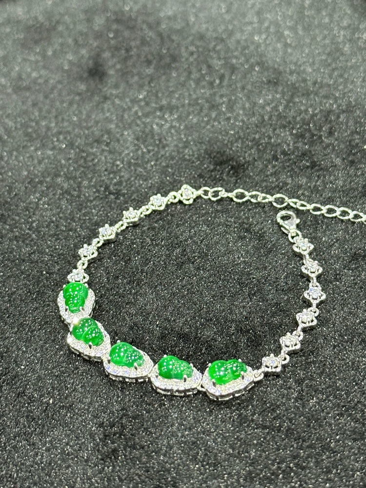 Lắc Tay Hồ Lô Ngọc Phỉ Thuý Đế Vương Lục 5.2 x 7.2mm (Kèm Giấy Kiểm Định)