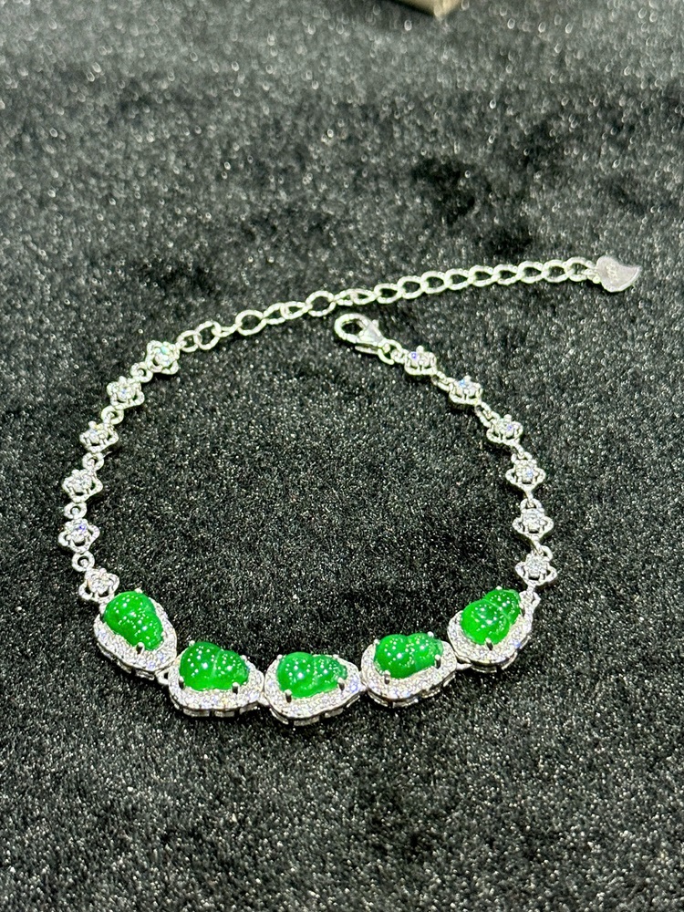 Lắc Tay Hồ Lô Ngọc Phỉ Thuý Đế Vương Lục 5.2 x 7.2mm (Kèm Giấy Kiểm Định)