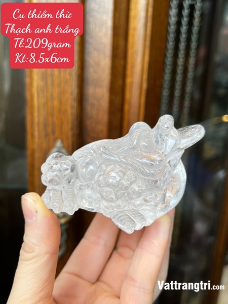 Linh Vật Cụ thiềm thừ Thạch anh trắng 8.5cm
