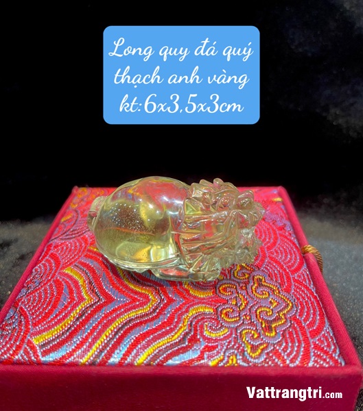 Linh vật Long quy đá quý thạch anh vàng 6cm