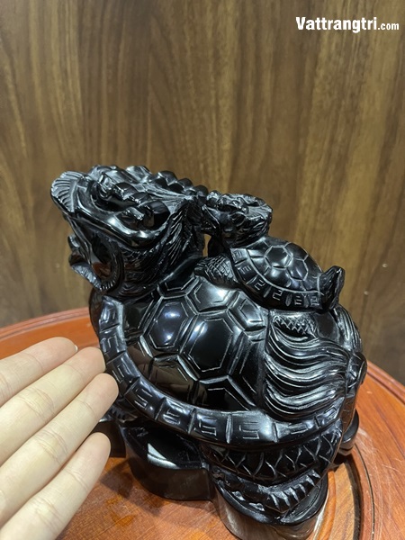 Linh vật Long quy ngọc onyx đen 17cm