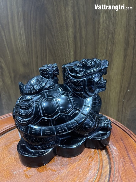 Linh vật Long quy ngọc onyx đen 17cm