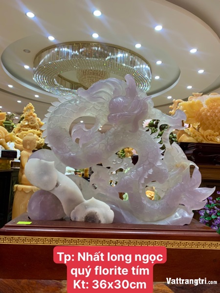Linh vật Nhất long ngọc quý fluorite tím 36cm