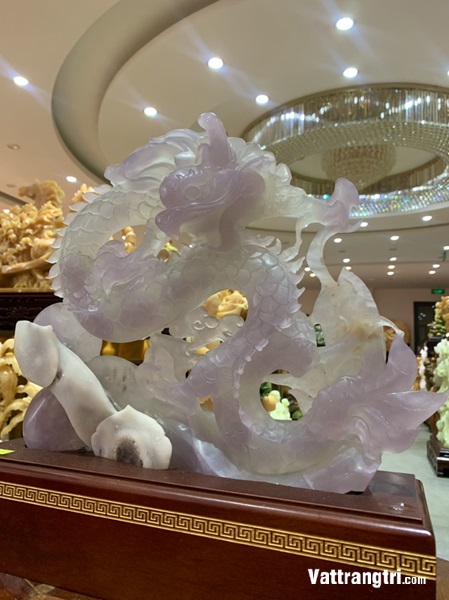 Linh vật Nhất long ngọc quý fluorite tím 36cm