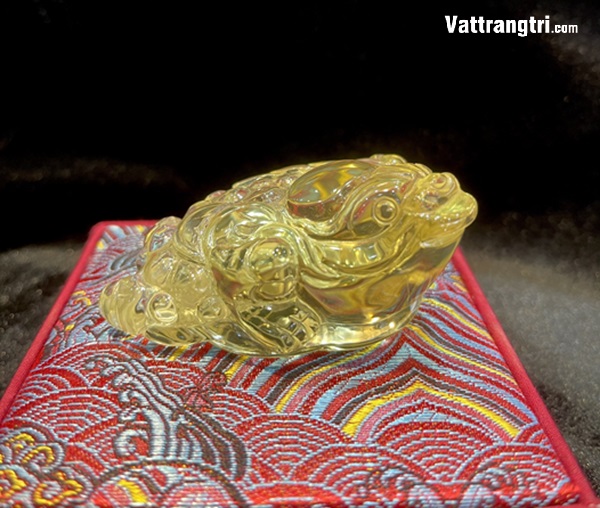 Linh vật Thiềm Thừ đá quý thạch anh vàng 7cm