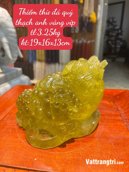 Linh vật Thiềm thừ đá quý thạch anh vàng vip 19cm