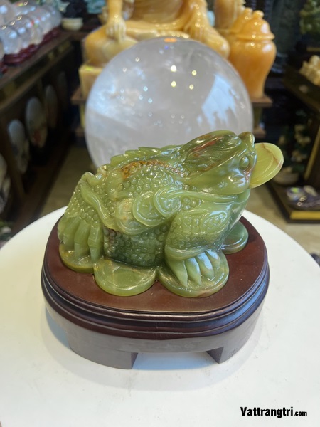 Linh vật Thiềm Thừ Ngọc Onyx Xanh 18cm