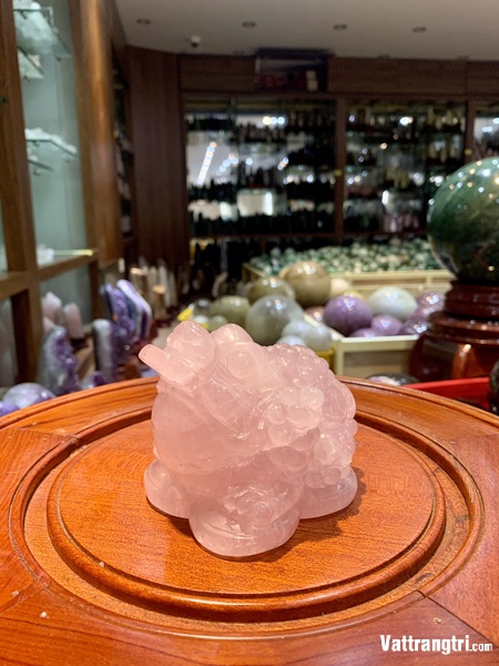 Linh vật Thiềm thừ thạch anh hồng 12cm