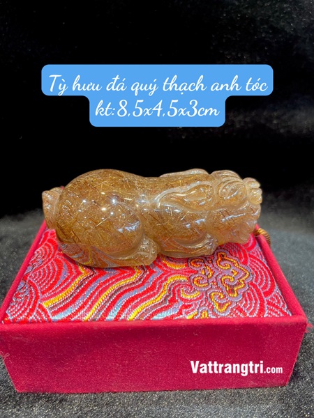Linh vật Tỳ hưu đá quý thạch anh tóc 8.5cm L1