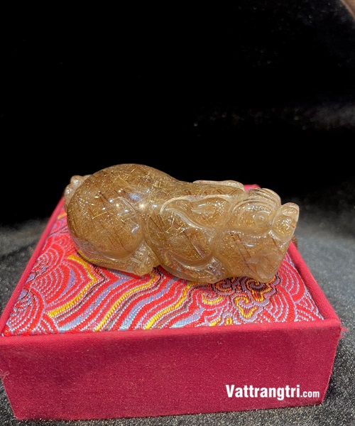 Linh vật Tỳ hưu đá quý thạch anh tóc 8.5cm L1