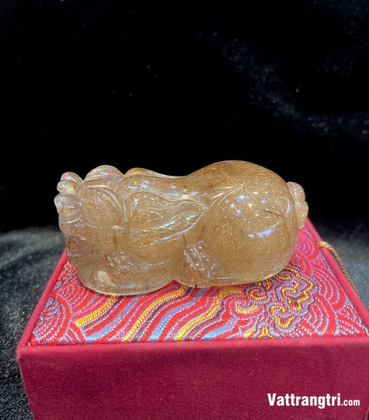 Linh vật Tỳ hưu đá quý thạch anh tóc 8cm L2