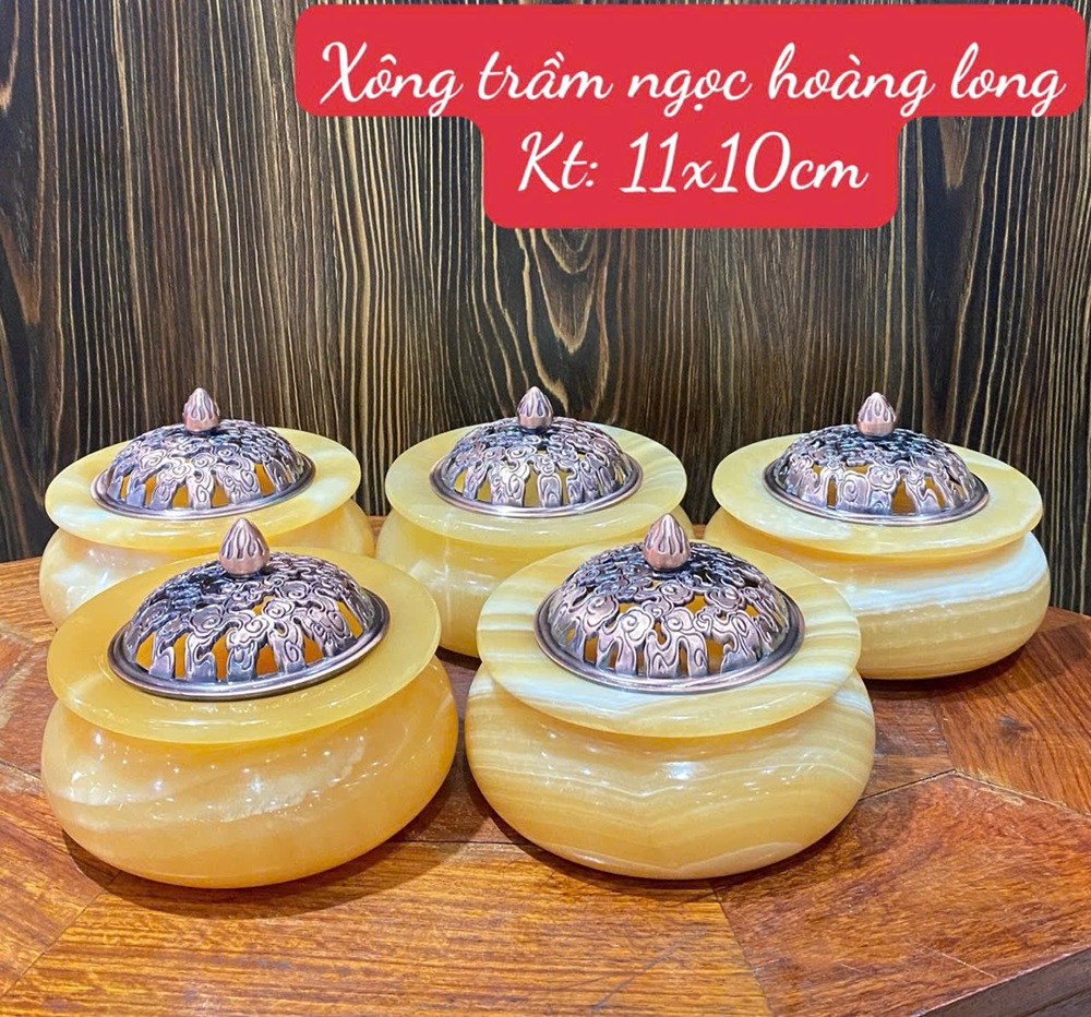 Lư xông trầm ngọc hoàng long 11x10cm
