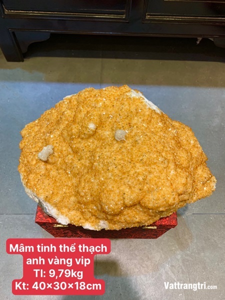 Mâm hoa tinh thể thạch anh vàng vip 40cm