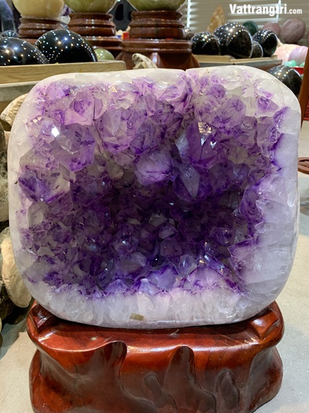 Mầm tinh thể thạch anh tím vỏ mã não siêu lớn 48cm