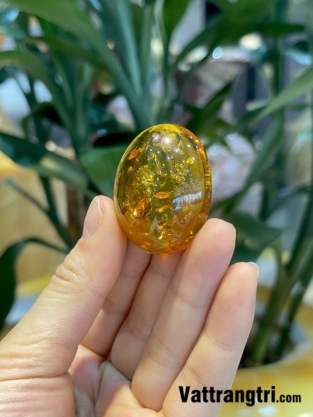 Mặt đá hổ phách bao thể 39mm