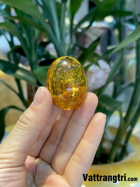 Mặt đá hổ phách bao thể 39mm