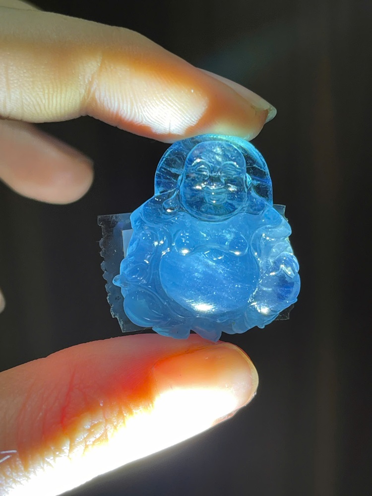 Mặt dây chuyền chạm di lặc Ngọc Aquamarine 28,88x22,17mm