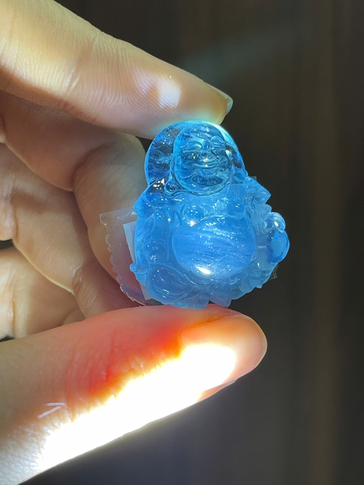 Mặt dây chuyền chạm di lặc Ngọc Aquamarine 28,88x22,17mm