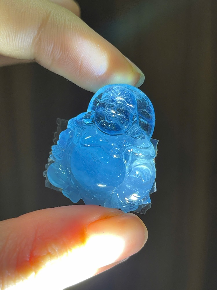 Mặt dây chuyền chạm di lặc Ngọc Aquamarine 28,88x22,17mm