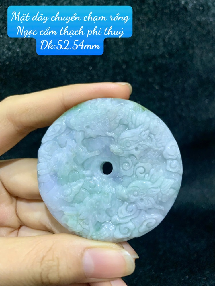 Mặt Dây Chuyền Chạm Rồng Ngọc Cẩm Thạch Phỉ Thuý 52,54mm